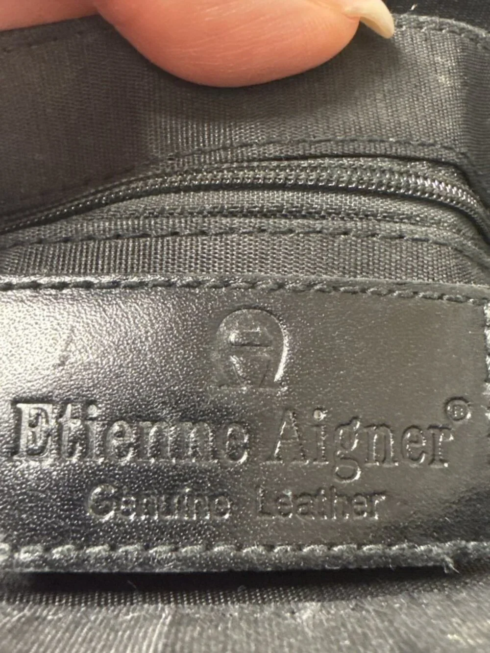 VINTAGE ETIENNE AIGNER:  Black Tote Aubergine Leather Shoulder Bag Handbag